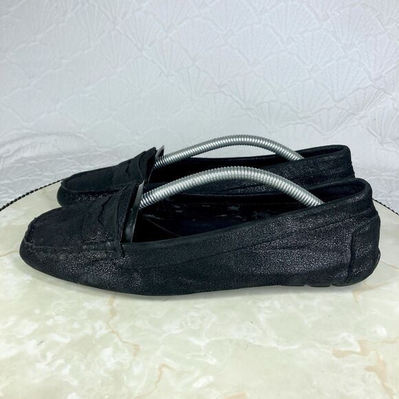 Lauren Ralph Lauren Driving Loafers Sz 6.5 Black Suede Preppy Comfort Moccasins - Picture 6 of 14